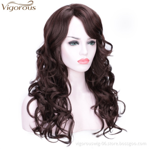 Vigorous Ombre Curly Side Part Long Wave for Women Synthetic Heat Resistant Party Wigs Natural Looking